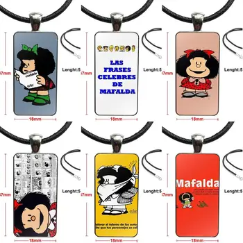 Колие за момичета Mafalda Със стоманена покритие Стъклен Кабошон Колиета Дългата Правоъгълна Висулка Колие За жени, Ръчна изработка За момичета