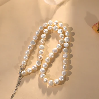 Ашики бяла естествена перла в бароков стил колие колие 9-10 мм днешно сладководно перлена декорация за жени модерен подарък