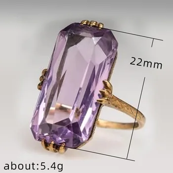 Елегантен Лилав пръстен с кубическим Цирконием дълга форми от камък за жените, Брачни, модни бижута, Годежен пръстен, Чар, Дама, Пръстен на пръста