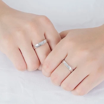 Класически двойка пръстени за мъже и жени CZ Камък Модерни Сватбени Пръстени за влюбени Бижута Романтична комбинация от Полусердечное пръстен Аксесоари