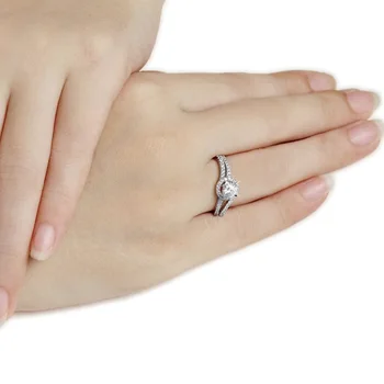 Дамско Луксозно пръстен от Бяло злато с Оригинален 1,0-каратово Цирконием Диамантен Годежен пръстен 925 Бижута За Подарък на Женската Любов