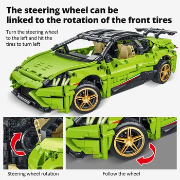 Съвместими Технически Зелен Плаващите Супер Състезателна Кола е 1:14 градивните елементи на MOC Механичен Спортен Автомобил Тухли, Играчки За Момчета, Подаръци