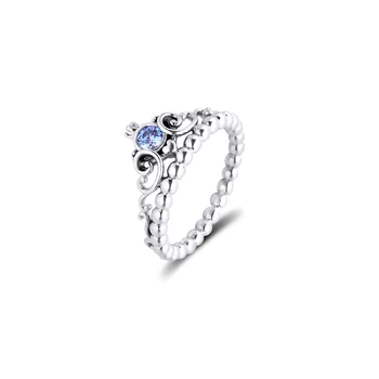 Пръстен CKK Искрящи сини пръстени, с корона за жени, Мъже Anillos Mujer 925 сребро 925, Бижута Сватба Aneis hombre