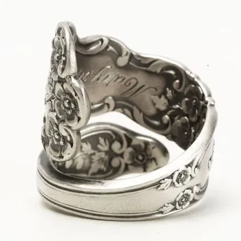 WUKALO Античен Ретро цвят Женски Midi-Пръстени Доброто с гравирани Цветя модел Ретро Вечерни Дамски пръстен на пръста си Стилни бижута