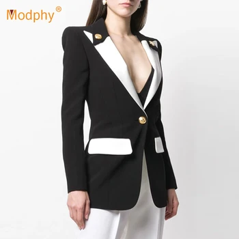Mondphy Жена изработена блейзър Дамско Палто с дълги ръкави Финото палто копчета 2020 Зимни нови дрехи