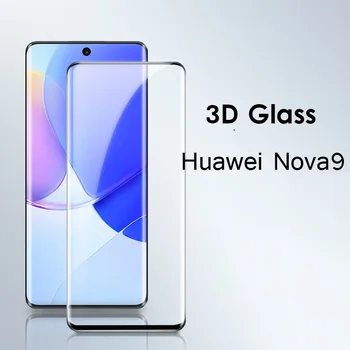 JGKK 3D Извит Край Пълно Покритие от Закалено Стъкло за Huawei Nova 9 Nova9 Протектор на Екрана Анти-Матирано Синьо Матово Защитно Стъкло