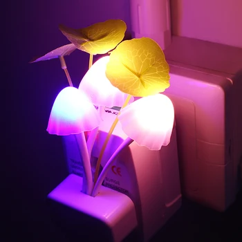 20 В 3 LED Датчик за контрол на осветеност Нощно ЕС и САЩ Включете Индукционная лампа Dream Fung Стенни Гъби лампа Украса на дома спални