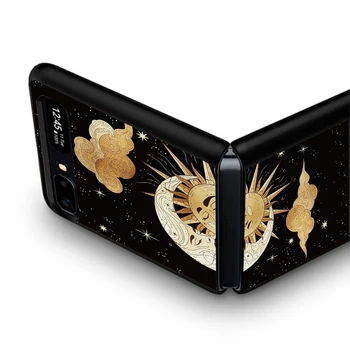Луната Слънцето Естетически Калъф за Samsung Galaxy Z Flip 3 Funda ZFlip3 Калъф Луксозен Черен Корпус Твърд устойчив на удари Калъф за вашия телефон