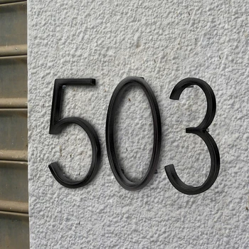 120 мм Плаващи Букви Стаи на Къщата е Голям, Модерен Азбука Врата на Дома На открито Черни Цифри Адресна табела 0-9