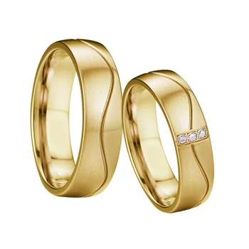 Златна любовна морска вълна Алианс отношение на годежни пръстени за мъже и жени, подарък за годишнината, Свети Валентин годежен пръстен на пръста