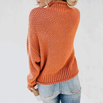 Жена вязаный пуловер с висока воротом, свободен пуловер с дълги ръкави, в есенно-зимната серия на почивка 2020 голям
