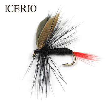ICERIO 12ШТ Червена Опашка Черни Ларви на Суха Муха Примамки За Риболов на Пъстърва на риболов, летят #10