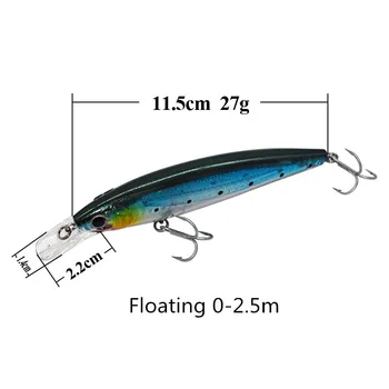 SMART 115mm27g Плаващ стръв за гольяна 0-2,5 м Труден Риболовна стръв VMC Кука Isca Изкуствена Pesca Leurre Souple Риболовни принадлежности