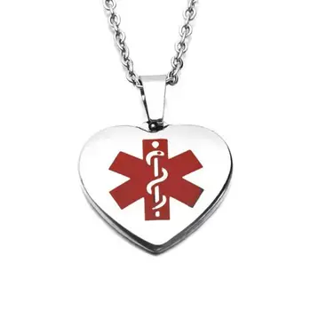 Класически Логото На Медицинска Линейка Змия Прът Кръст От Неръждаема Стомана Сърцето Висулка Колие