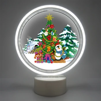 Направи си САМ Диамантена Живопис LED Неонови светлини Диамантена Бродерия на Цвете Животни Коледа Карикатура Модел на Крушката Домашен интериор, Без Батерия
