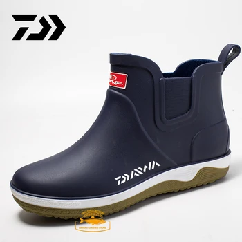 Daiwa Нова мода Водоустойчив нескользящие мъжки дъждовни ботуши за риболов с къси тръби за риболов Дъждовни ботуши за автомивка Обувки Гумени обувки