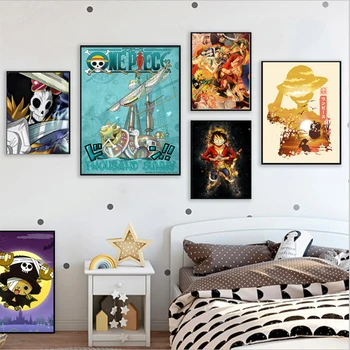 Аниме Крал на пиратите плакат виси картина на Luffy Эссолон детска стая в общежитието декоративна живопис за момчета стенен арт декор