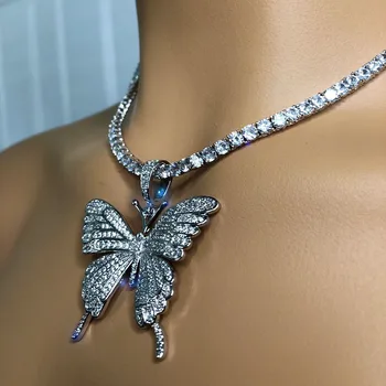 Мода Bling Планински Кристал, Висулка Пеперуда Колие Колие Crystal за Жени Сватбена Изявление Бижута на Едро Подаръци
