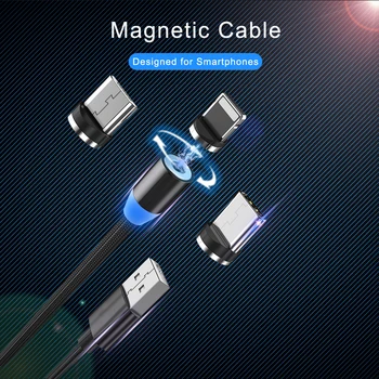 Магнитен USB кабел Магнит LED Кабел Micro USB C 1 m 2 m най-Бързият кабел за зареждане тел за iPhone Xiaomi Зарядно устройство за мобилен телефон с Кабел Тип